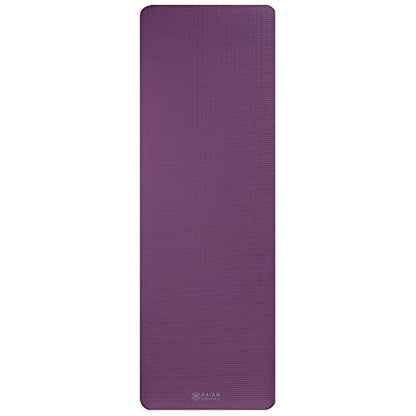 Gaiam Thick Yoga Mat, Exercise & Fitness Mat with Easy-Cinch Carrying Strap - color: Purple, size: 2/5" (10MM)