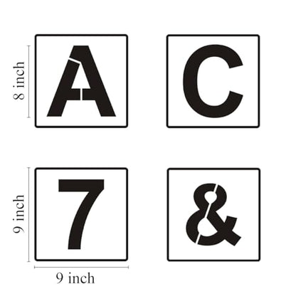 Alphabet Letter and Number Stencils 9 Inch - 40 Pack Large Letters and Numbers Stencil Templates with Signs for Painting on Wood, Reusable Letter Stencils for Chalkboard Signs & Wood Wall Art - size: 9 Inch