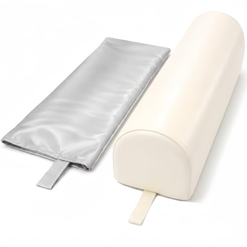 Dual-Cover Massage Table Bolster Pillow, 3/4 Round, Light Beige