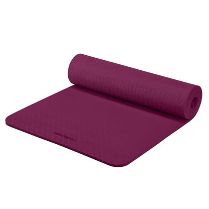 Retrospec Zuma 1/2" Yoga Mat Non Slip Exercise Mat For Pilates, Workout | 72x24x1/2", Gym Mat, Yoga Mat Strap, TPE Yoga Mat, Eco Friendly, Elastic Memory Foam, Moisture Resistant, BPA, Latex Free - color: Boysenberry