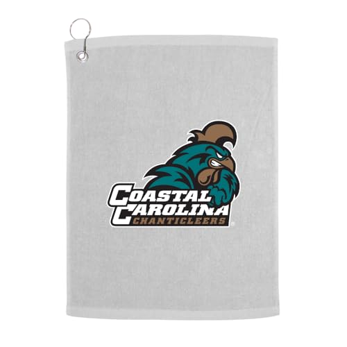 Sport Your Gear Coastal Carolina Chanticleers Golf Bag Towel - Officially Licensed - Athletic Logo - Ultra-Absorbent, Grommet Attachment, Keeps Clubs & Hands Dry - color: Coastal Carolina