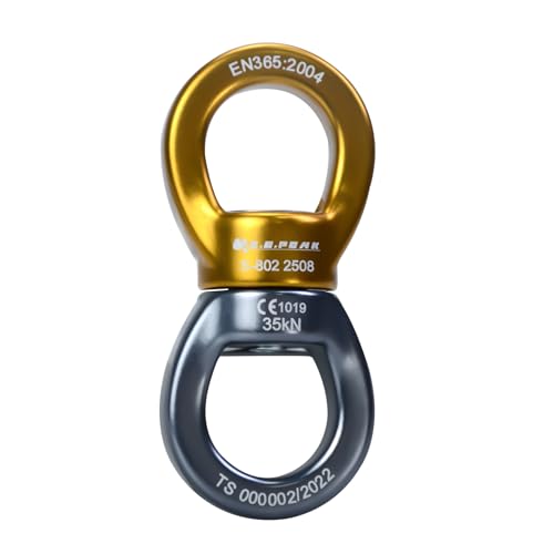 35kN Swing Swivel, CE Certified 360°Rotational Device, Silent Hanging Accessory for Tree Swing, Aerial Dance (Golden+Grey, 35kN) - color: Golden+grey, size: 35 kN