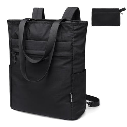 GOLF SUPAGS Foldaway Convertible Tote Backpack Lightweight Nylon Daypack Women Men City Pack Versatile Backpack Leisure, Black - color: Black