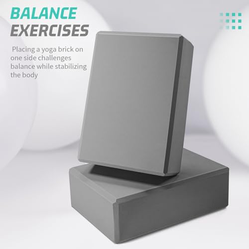 biguphate 2 Pack Yoga Blocks, 3"x6"x9" Beveled Edges Non-Slip, Yoga Bricks - color: 2PACK-369-Grey, size: 9x6x3IN