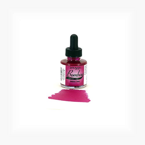 Dr. Ph. Martin's Bombay India Ink (17BY) Ink Bottle, 1.0 oz, Cherry Red, 1 Bottle