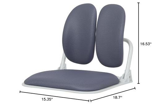 Ergonomic Dual-Backrests Floor Chair with Back Support (Grey) | Reduce pressure on your back by up to 50% - color: Grey