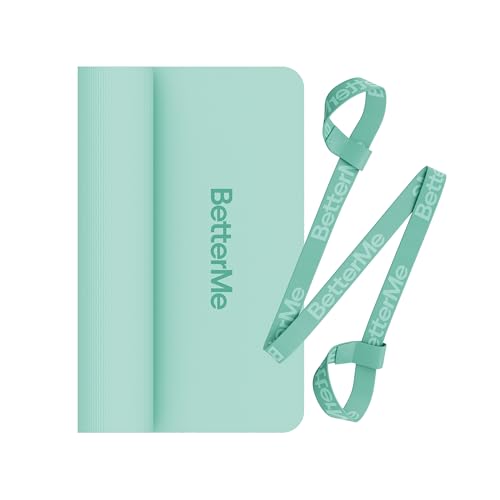 BetterMe Yoga Mat - Non-Slip Exercise Mat for Women - Cushioned Pilates Mat for Home Workouts, Stretching & Hot Yoga - Portable Fitness Mat with Strap - color: Subtle Mint