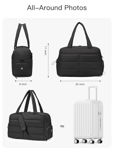 Gitus Travel Duffle Bag for Women Puffer Weekender Bags Carry on Gym Bag - color: Black