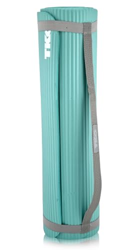 TKO Extra Thick Exercise Yoga Mat with Carrying Strap - color: Green / Gray