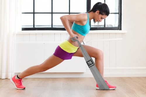 Premium 76" Extra Long Resistance Band for Working Out, 3" Wide Non-Slip Fabric Exercise Band for Stretching, Yoga, Strength Training & Physical Therapy (Gray)