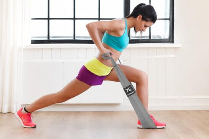 Premium 76" Extra Long Resistance Band for Working Out, 3" Wide Non-Slip Fabric Exercise Band for Stretching, Yoga, Strength Training & Physical Therapy (Gray)