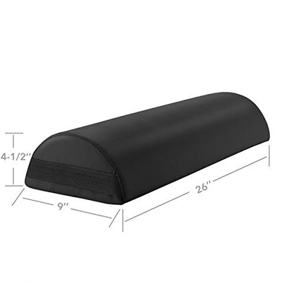 Saloniture Jumbo Half Round Massage Table Bolster Under-Knee Pillow Pad - 26 x 9 x 4.5 Inch - Black - color: Black