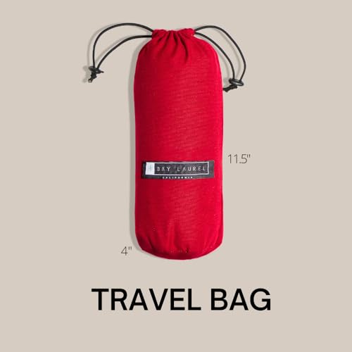 BAY LAUREL Turkish Beach Towel with Travel Bag 39 x 71 Quick Dry Sand Free Lightweight Large Oversized Towels Light - color: Beige With Plain Red Bag