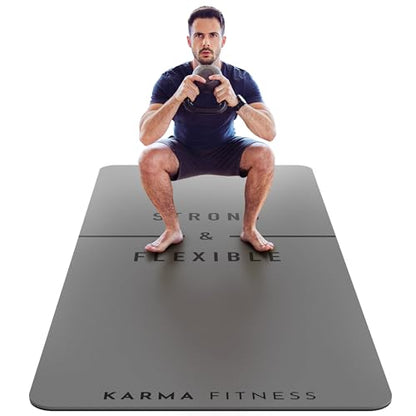 Large Workout Mat - 10mm Extra Thick Exercise Mat & Wide Yoga Mat, 72"x32" - color: Grey - Printed