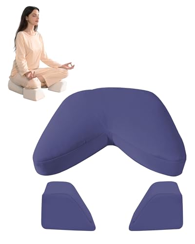 Syrinx Meditation Cushion Set – Zafu Yoga Floor Pillow with Knee Support Pads, Buckwheat Hull Filling, Carry Bag & Zabuton-Style Base