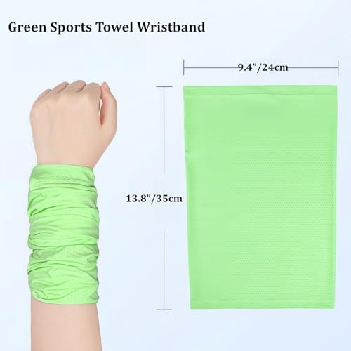 Cooling Sports Towel Wristband, Neck Gaiter Face Cover, Ice Silk Fabric for Instant Cooling & Sweat Absorption 2pcs - color: Green