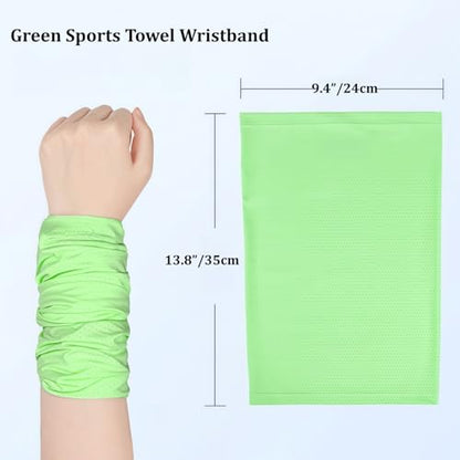 Cooling Sports Towel Wristband, Neck Gaiter Face Cover, Ice Silk Fabric for Instant Cooling & Sweat Absorption 2pcs - color: Green