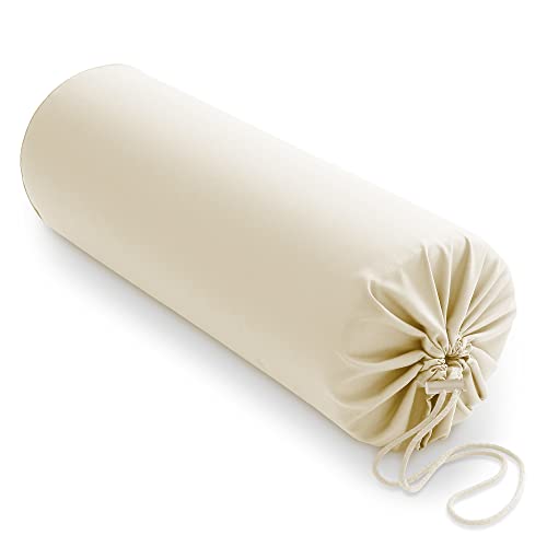 Saloniture Microfiber Cylinder Pillow Case Cover for Massage Table Bolsters - 30 x 9 Inch with Drawstring Closure, Natural - color: Natural