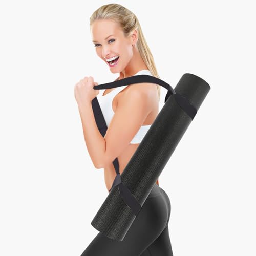 4PCS Yoga Mat Carrier Strap, Adjustable Yoga Mat Strap Carrier for Exercise/Travel/Gym, Mat Holder Sling Carrier - color: Black
