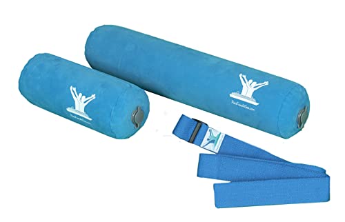 Pain Free-Posture Long & Short Inflatable Roll/Towel and Strap/Yoga Belt-to place under the NECK & LOW BACK to RELAX & REDUCE PAIN-Regain the Natural Curve of the Spine-Support Driving, Plane & Travel