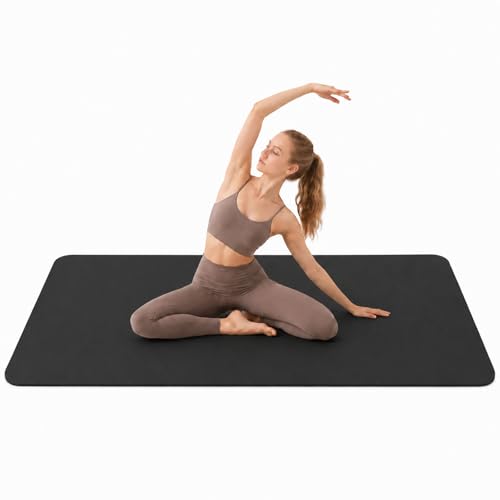 Yoga Mat 72''x24''/35''(8mm/10mm) for Beginners, Thick and Wide Yoga Mat with Carrying Strap for Pilates, Stretching and Home Workout - color: Black, size: 72*35*0.4inch