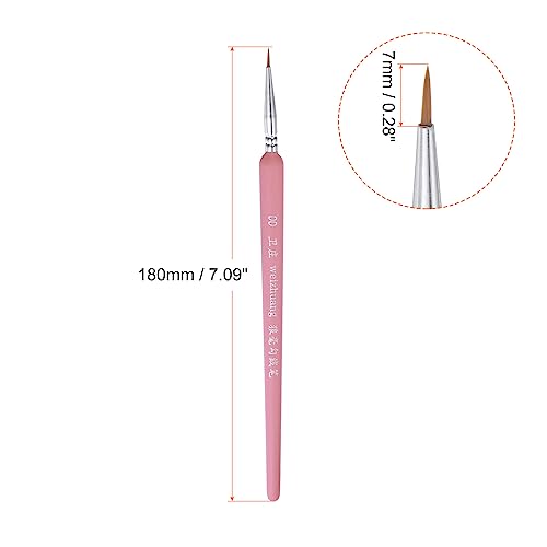 HARFINGTON 5pcs Detail Paint Brushes 7mm Pointed Tip 185mm Length Nylon Hair Miniature Painting Brush for Watercolor Oil Acrylic Painting(00#), Pink - color: Pink, size: 00# 7mm
