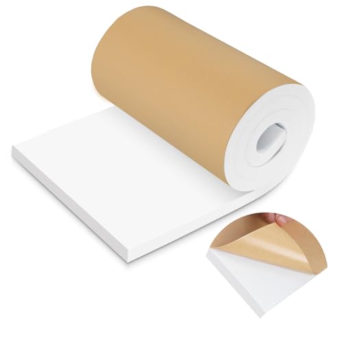 LSGCQ Sponge Neoprene Foam Padding Self Adhesive Foam Sheets, White | Closed Cell Foam Sheet Neoprene Rubber Pad for DIY Gaskets Shock Pads Liner Crafts, 12" Wide x 3/4" Thick x 118" Long - color: White, size: 12" Wide x 3/4" Thick x 118" Long