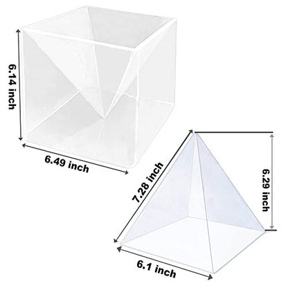 RESINWORLD Super Large Clear Silicone Pyramid Molds for Resin, 2Pcs Inner Pyramid Silicone Molds + 1Pcs Plastic Frame, Shiny Resin Mold for Chakra Orgonite Orgone DIY