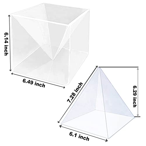 RESINWORLD Super Large Clear Silicone Pyramid Molds for Resin, 2Pcs Inner Pyramid Silicone Molds + 1Pcs Plastic Frame, Shiny Resin Mold for Chakra Orgonite Orgone DIY