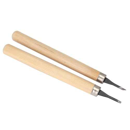 Stamp Carving Tools 4PCS Rubber Wood Carving Knife Tools | Rubber Carving Tools, Linocut Tools with Wooden Handle for Rubber Stamps 5.3 Inch Length