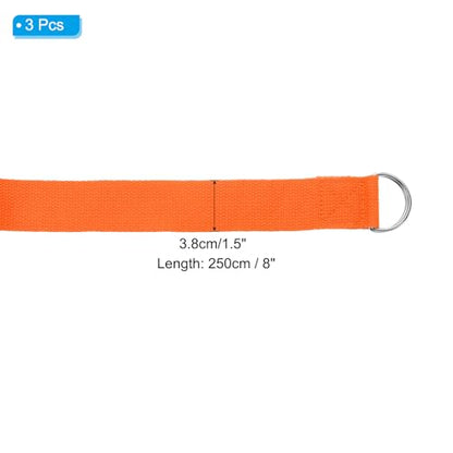PATIKIL Yoga Strap for Stretching Cotton Yoga Belt with Adjustable Metal D-Ring Buckle Stretch Band for Fitness Pilates - color: Orange