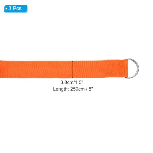 PATIKIL Yoga Strap for Stretching Cotton Yoga Belt with Adjustable Metal D-Ring Buckle Stretch Band for Fitness Pilates - color: Orange