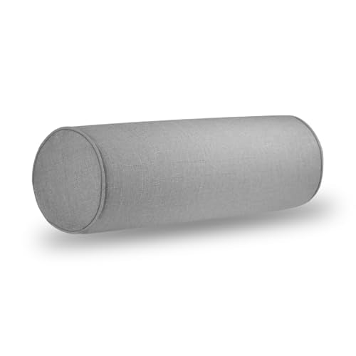 Tinbolunce Neck Roll Pillowcases with Zipper - Full Moon Bolster/Round Cylinder Pillow Case Cover for Bedroom, Living Room, Sofa - Solid Color Cervical Throw Pillow Covers - color: Silver Grey, size: 6" x 18"