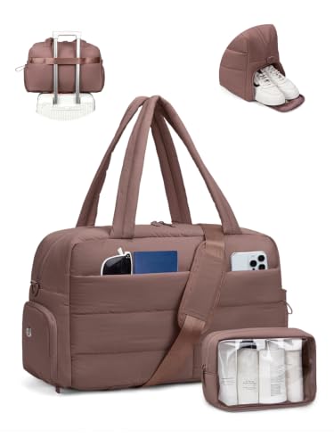 Gitus Travel Duffle Bag for Women Puffer Weekender Bags Carry on Gym Bag - color: Coffee Brown