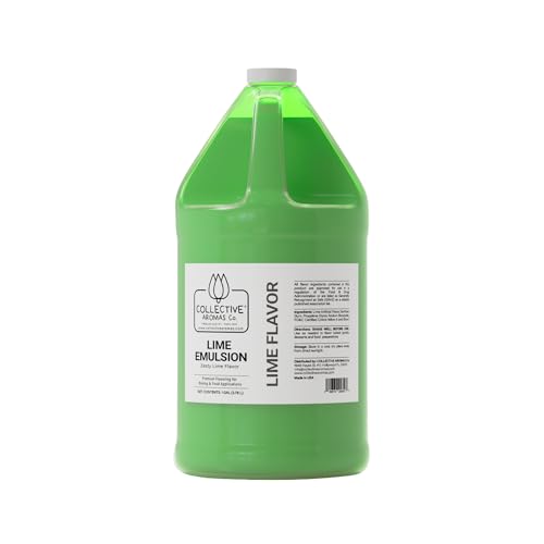 Collective Aromas Co. Lime Emulsion for Baking, Zesty Lime Flavoring Emulsion, Heat Stable Bakery Emulsion for Cakes, Cookies, Desserts & Beverage Applications, Concentrated Baking Flavor, 1 Gallon - size: Lime - 1 Gallon (128 fl oz)
