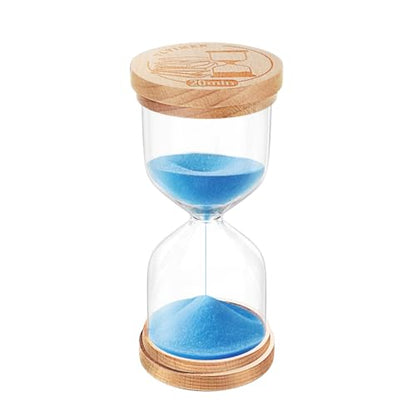 Hourglass 20 Minute Sand Timer:Small Wooden SandClock, Sand Watch 20 Min, Hour Glass Sandglass for Games,Study,Classroom (Blue)
