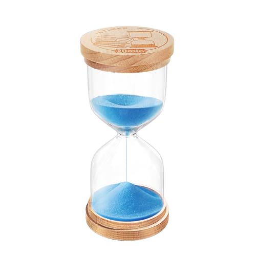 Hourglass 20 Minute Sand Timer:Small Wooden SandClock, Sand Watch 20 Min, Hour Glass Sandglass for Games,Study,Classroom (Blue)