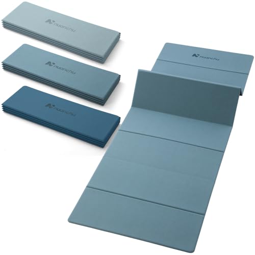 Nuanchu 3 Pack Foldable Yoga Mat for Travel Non-slip Pilates Mats 69" x 24" x 0.24" 6mm Thick with Carry Strap Poe Accordion-fold Design Lightweight Workout Mats for Exercise Home Travel - color: Blue
