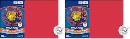 PACON Tru-Ray Sulphite Construction Paper, 12 x 18 Inches, Red, 50 Sheets (102994) (Pack of 2) - color: Holiday Red, size: 12" x 18", style: 50 Count (Pack of 2)