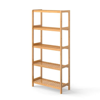 kinbor 5-Tier Bamboo Bathroon Shelf, Bamboo Rack Storage Shelving, Natural - size: 5-Tier