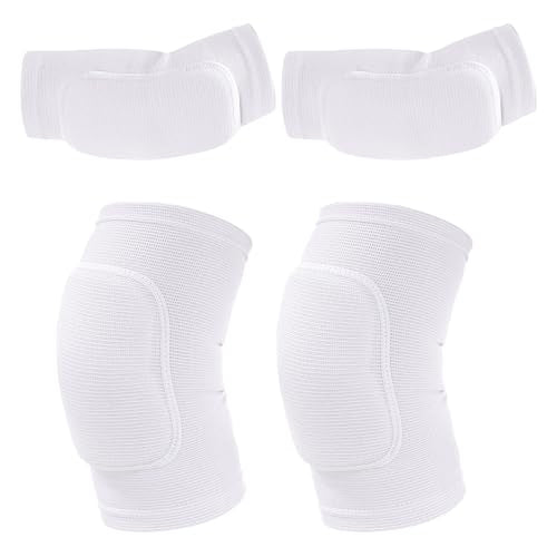 obmwang Volleyball Knee Pads and Volleyball Arm Pads Set for Kids Youth Volleyball Yoga Dance Football Basketball Running, Large - color: White, size: Large