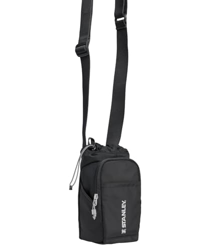 STANLEY Vitalize Carry-All Bag | Bottle Holder with Drawstring Cinch | Adjustable Shoulder Strap | Zippered Valuables Pocket | Durable Recycled Fabric | Black - color: Black, size: Carry-All