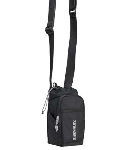 STANLEY Vitalize Carry-All Bag | Bottle Holder with Drawstring Cinch | Adjustable Shoulder Strap | Zippered Valuables Pocket | Durable Recycled Fabric | Black - color: Black, size: Carry-All