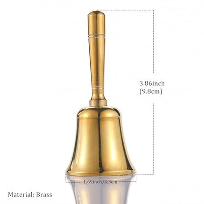 Super Loud Solid Brass Hand Call Bell Dinner Bell (S) | Hand Bells for Seniors Bedside, Teacher Classroom Bell, Ringing Bell at Wedding, Tibetan Meditation Bells, Gift for Bedridden - size: Small