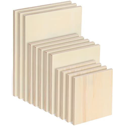 Youyole 12 Pack 3 Sizes Unfinished Wood Canvas Panels Kit | Wood Panels for Painting, Cradle Boards, for Painting, Pouring, Burning, Crafts, Epoxy Resin, Laser Engraving Cutting - size: Assorted (3 Sizes)