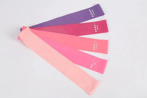 Edemsport Resistance Latex Loop Bands Set of 5 – Exercise Bands for Yoga, Pilates, Strength Training, Rehab & Home Workouts - color: PINK/PURPLE