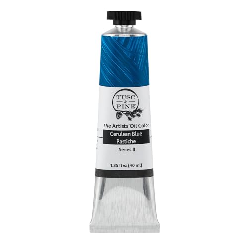 Tusc & Pine Artist Oil Paint - Cerulean Blue Pastiche (Hue), 40 ml, Non-Yellowing, Rich & Creamy Consistency, Maximum Pigment Load, Small Batch Milled Oil Paints Made in the USA - color: Cerulean Blue Pastiche (Hue), size: 1.35 Fl Oz (Pack of 1)
