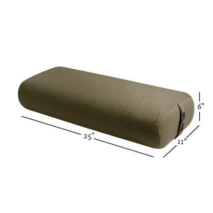 Hugger Mugger Standard Yoga Bolster - Firm, Supportive, Handmade, Durable - color: Olive