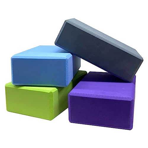 4 Pcs Yoga Blocks High Density EVA Yoga Brick Foam Blocks to Improve Strength, Flexibility and Balance, Non-Slip Surface for Yoga Pilates Meditation