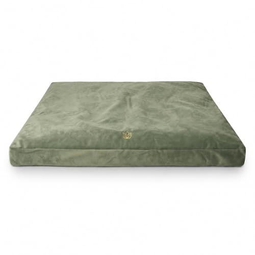 Florensi Zabuton Meditation Mat 32x32, Sage Green Velvet Floor Cushion | 32 x 32 inch zabuton meditation mat with cotton filling and velvet cover for comfortable floor seating support - color: Sage Green